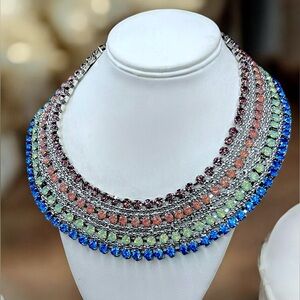 🌺JTV Multicolor Rhinestone Statement Collar Necklace – New in Box